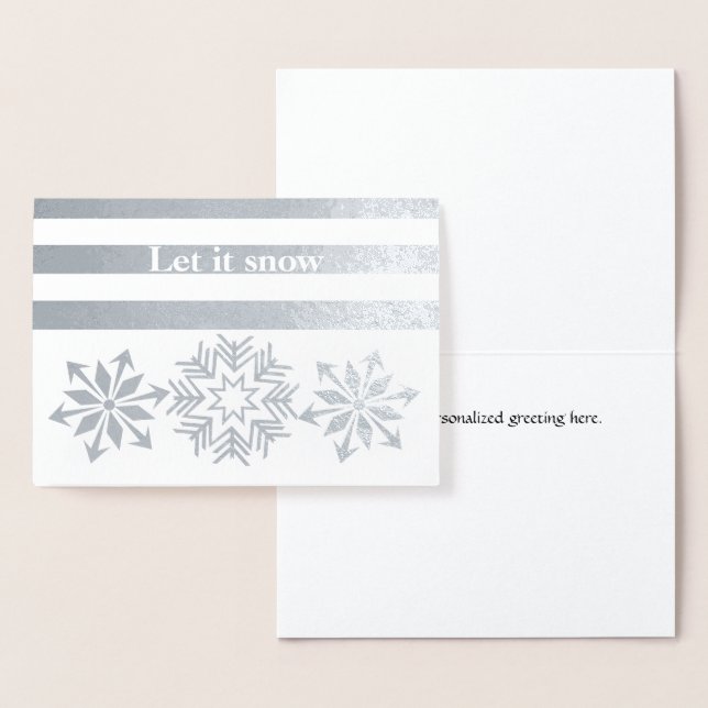 Silver Snowflakes and Stripes Christmas Card (Display)