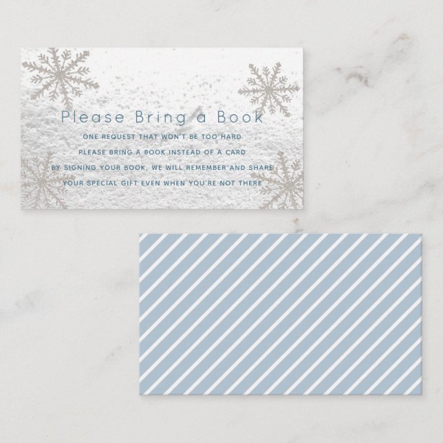Silver Snowflakes Blue Please Bring a Book Card (Front/Back)