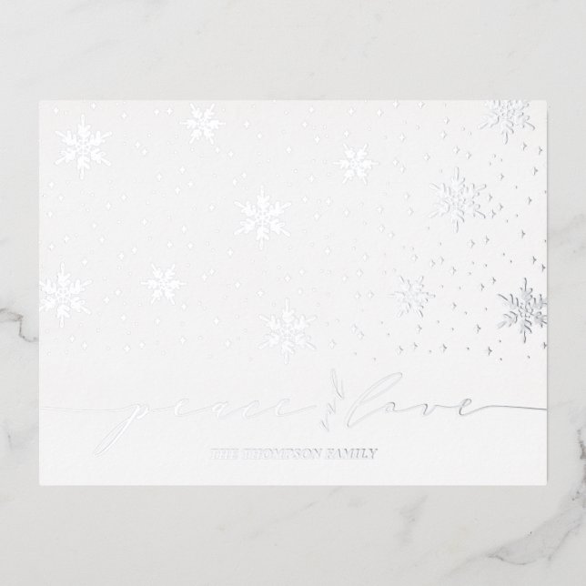 Silver Snowflakes Christmas Holiday Foil Postcard (Front)