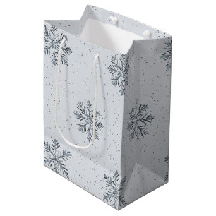 Silver Snowflakes Christmas Medium Gift Bag