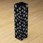 Silver snowflakes on a black background wine gift box<br><div class="desc">Silver,  metallic-look snowflakes against a black background</div>