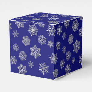 Silver snowflakes on a dark blue background favour box