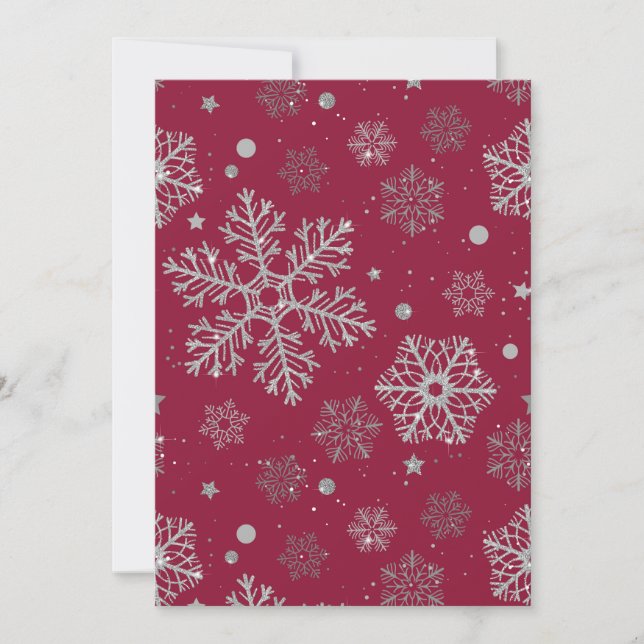 Silver snowflakes on dark red (Front)