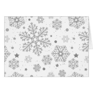 Silver snowflakes on white