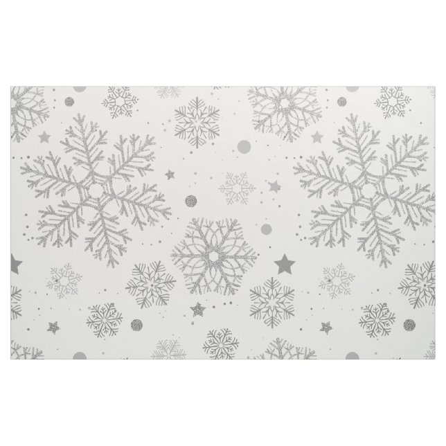 Silver snowflakes on white fabric (Fat Quarter)