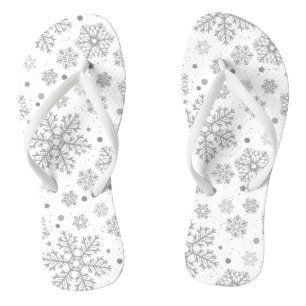 Silver snowflakes on white jandals