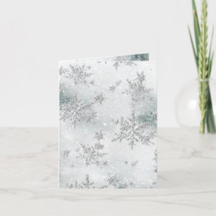 Silver Snowflakes Snowy Winter Ice Holiday Card