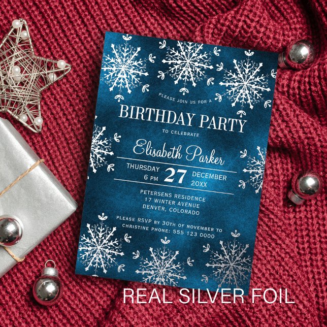 Silver snowflakes winter luxury birthday party (Creator Uploaded)