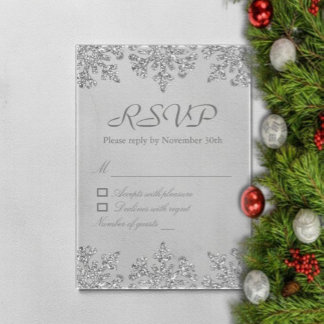 Silver Snowflakes Winter Sweet Sixteen Acrylic Invitations
