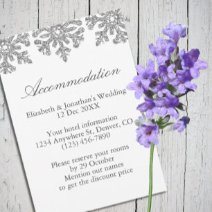 Silver Snowflakes Winter Wedding Accommodation Enclosure Card