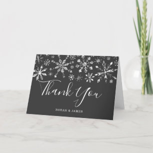 Silver Snowflakes Winter Wedding Thank You