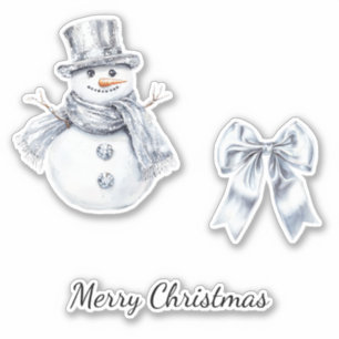 Silver Snowman Bow Christmas