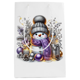 Silver Snowman Medium Gift Bag