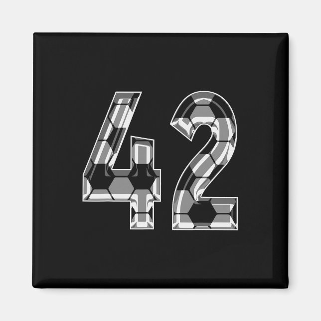Silver Soccer Pattern Number 42 Jersey Player Unif Magnet (Front)