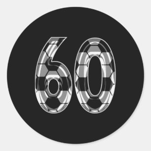 Silver Soccer Pattern Number 60 Jersey Player Unif Classic Round Sticker