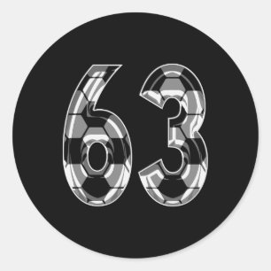 Silver Soccer Pattern Number 63 Jersey Player Unif Classic Round Sticker