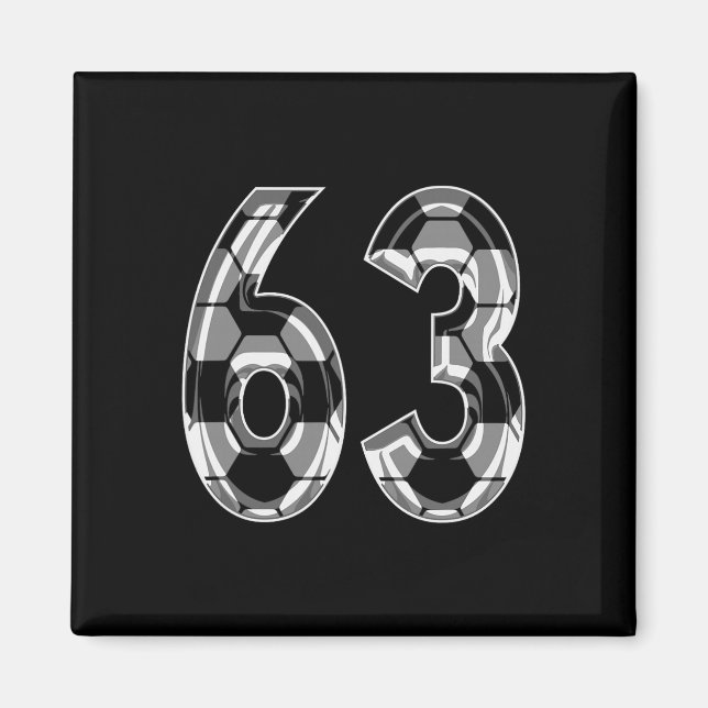 Silver Soccer Pattern Number 63 Jersey Player Unif Magnet (Front)