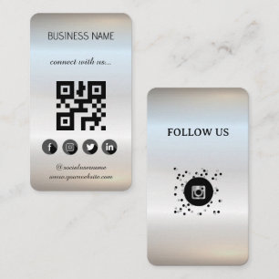 Silver -Social Media QR Code  Business Card