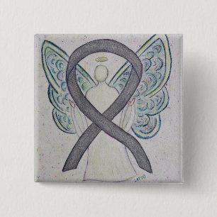 Silver Sparkle Angel Awareness Ribbon Art Pins
