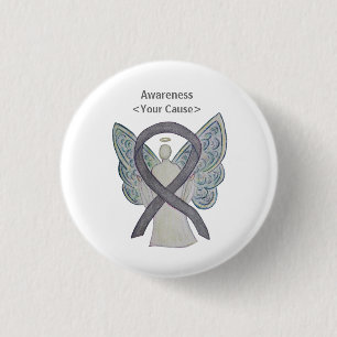Silver Sparkle Awareness Ribbon Angel Custom Pins