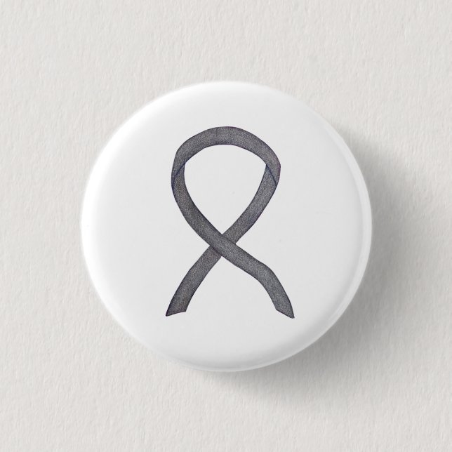 Silver Sparkle Awareness Ribbon Custom Art Pins (Front)