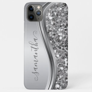 Silver Sparkle Bling Handwritten Personalized Case-Mate iPhone Case