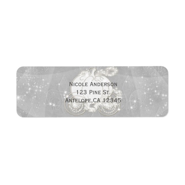 Silver Sparkle Carriage Cinderella Invitation (Front)