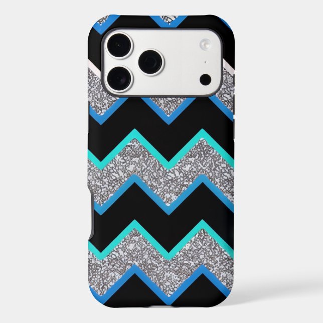 Silver Sparkle Chevron Print iPhone 17 Pro Max To (Back)