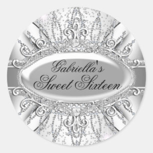 Silver Sparkle Diamond Sweet 16 Sticker