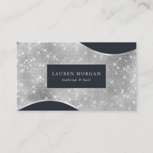 silver sparkle foil wave luxurious business card