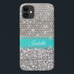 Silver Sparkle Glam Bling Personalised Metal Case-Mate iPhone Case<br><div class="desc">Any glitter or diamonds in design are photos and simulated. This design may be personalised in the area provided by changing the photo and/or text. Or it can be customised by clicking Personalise this Template and then choosing the click to customise further option and delete or change the colour of...</div>