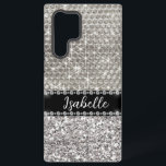 Silver Sparkle Glam Bling Personalised Metal  Samsung Galaxy Case<br><div class="desc">Any glitter or diamonds in design are photos and simulated. This design may be personalised in the area provided by changing the photo and/or text. Or it can be customised by clicking Personalise this Template and then choosing the click to customise further option and delete or change the colour of...</div>
