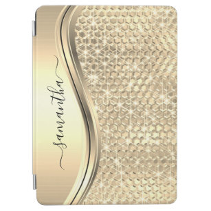 Silver Sparkle Glam Bling Personalized Metal iPad Air Cover