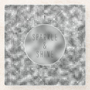 Silver Sparkle Glass Coaster