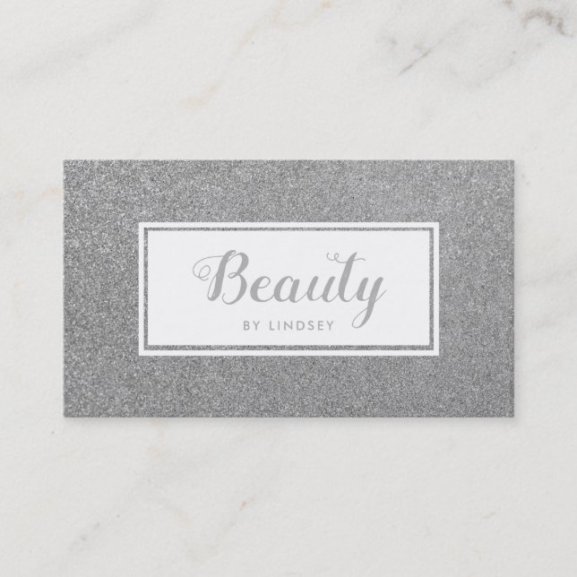 Silver Sparkle Glitter Beauty Make Up Artist Business Card (Front)