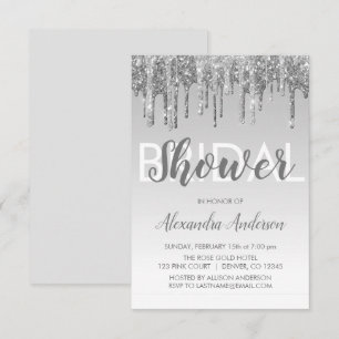 Silver Sparkle Glitter Bridal Shower Invitation