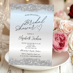 Silver Sparkle Glitter Bridal Shower  Invitation
