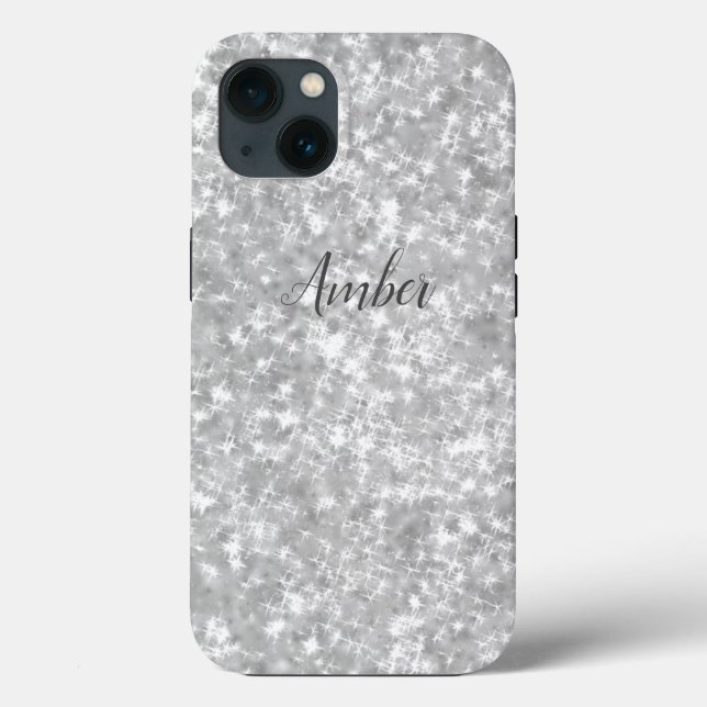 Silver Sparkle Glitter Elegant Personalised Case-Mate iPhone Case (Back)