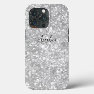 Silver Sparkle Glitter Elegant Personalised iPhone 13 Pro Case