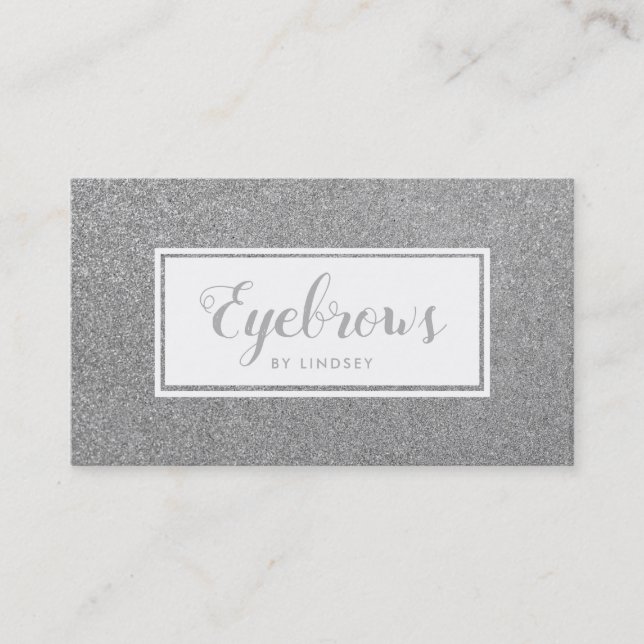 Silver Sparkle Glitter Eyebrows Make Up Artist Business Card (Front)