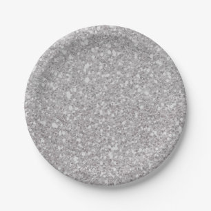 Silver Sparkle Glitter Glam Custom Party Paper Plate
