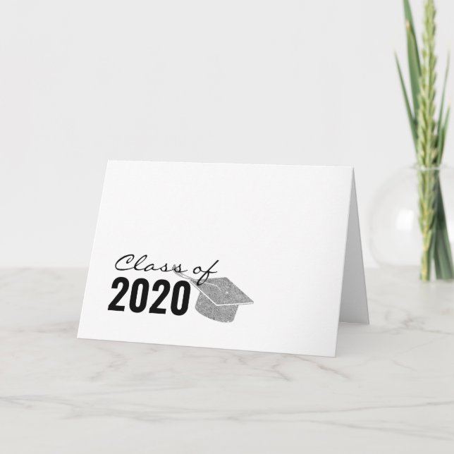 Silver Sparkle Glitter Graduation Class of 2020 Card (Front)