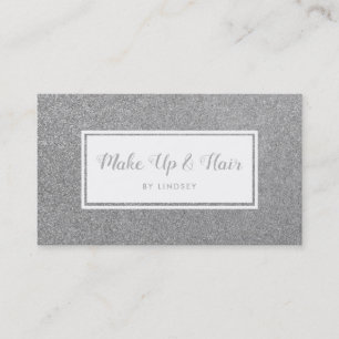 Silver Sparkle Glitter Hair Make Up Artist Business Card