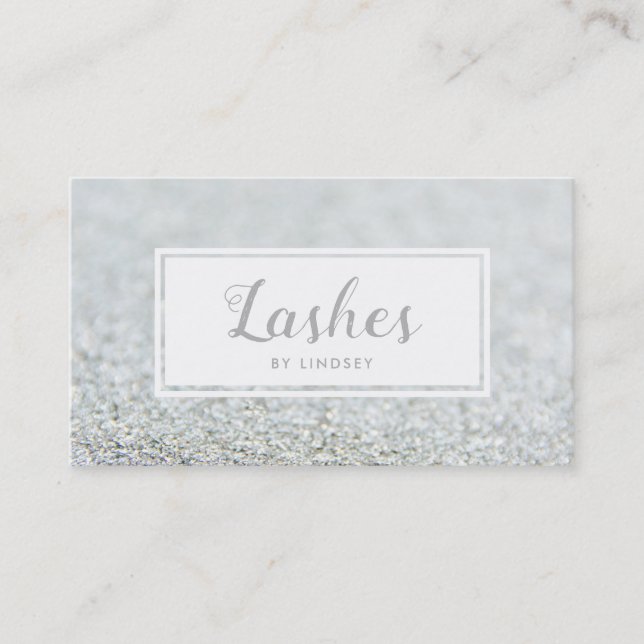 Silver Sparkle Glitter Lashes Make Up Artist Business Card (Front)
