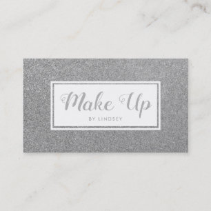 Silver Sparkle Glitter Make Up Artist Business Card
