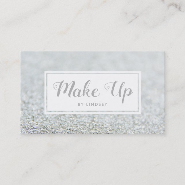 Silver Sparkle Glitter Make Up Artist Business Card (Front)