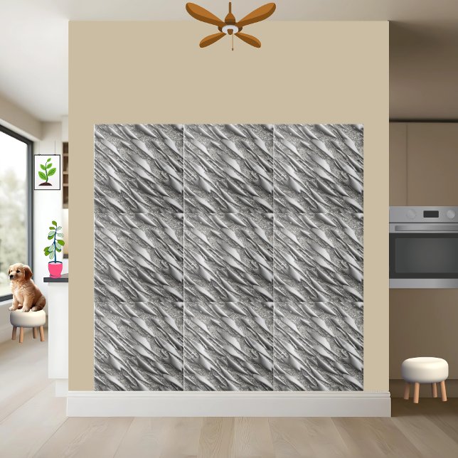 Silver Sparkle Glossy Shiny Unique Ceramic Tile (Creator Uploaded)