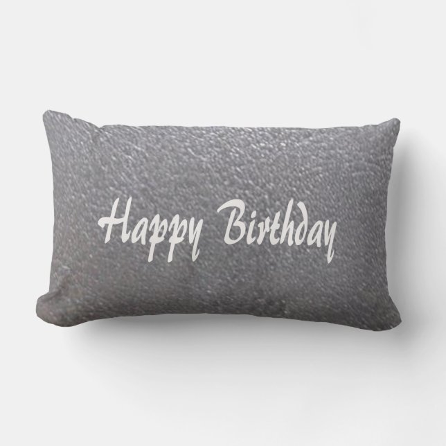 Silver Sparkle Leather Look  DIY add TEXT IMAGE Lumbar Cushion (Front)