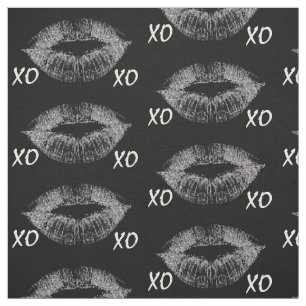 Silver Sparkle Lips XOXO Fabric