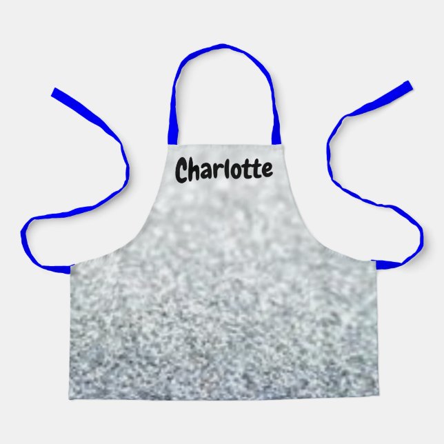 Silver Sparkle Look Blue Strings Girl Diva Stylist Apron (Front)